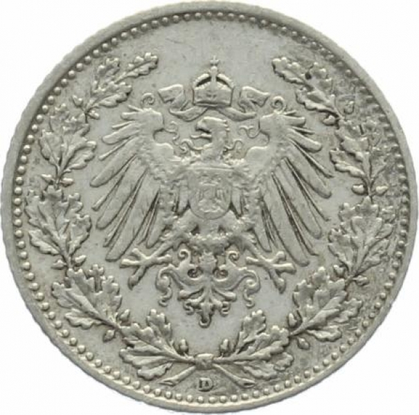 Kaiserreich 1/2 Mark 1907 D